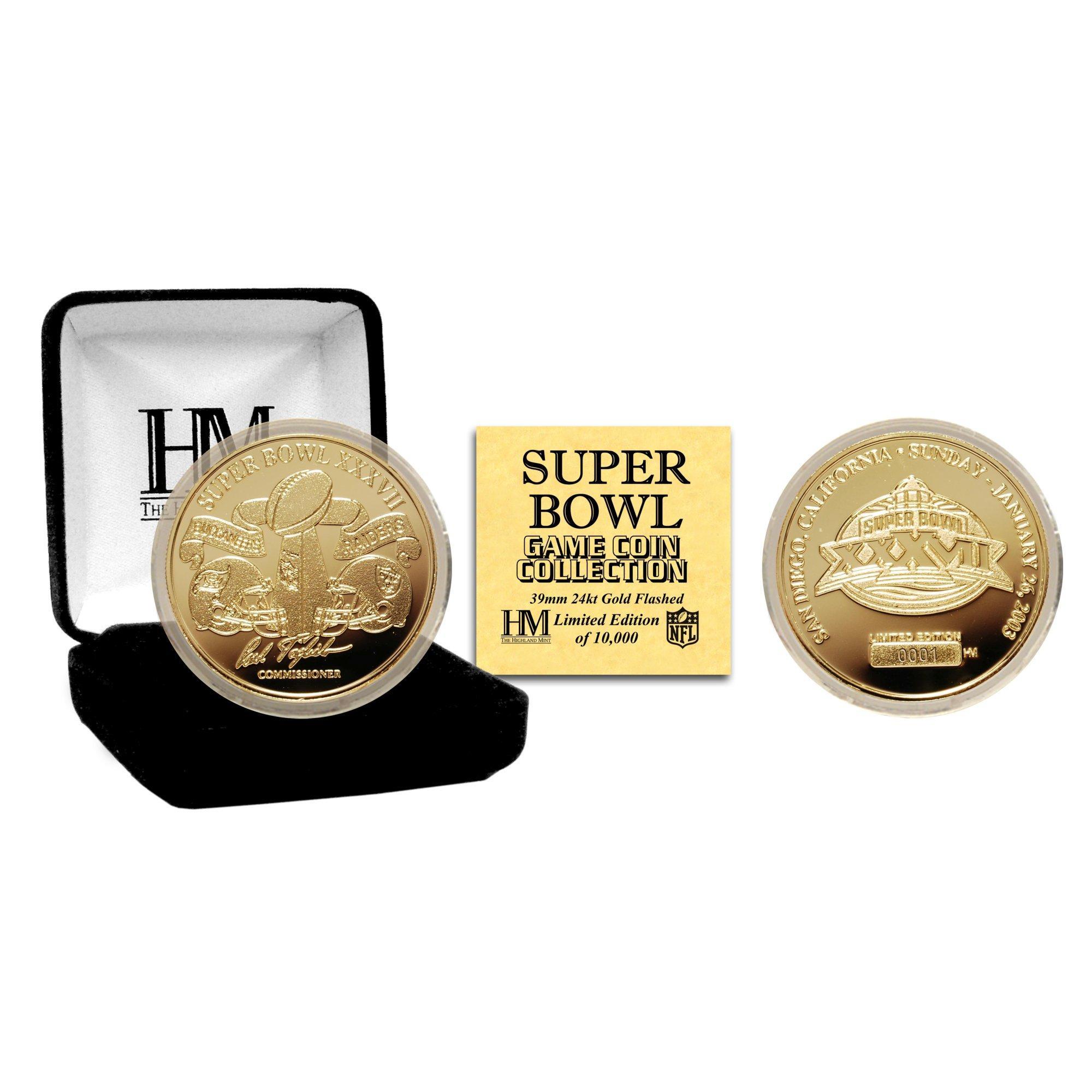 Super Bowl XXXVII NFL Gold Flip Coin (39mm)
