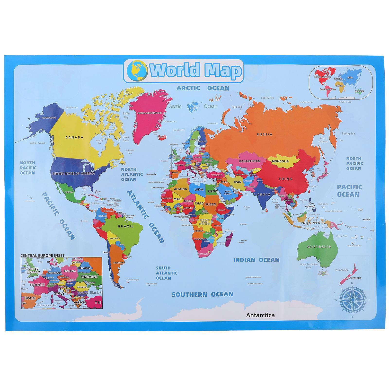 2 Sheets World Map Countries Large Wall Decals Flip Chart Kids Big Poster The Maps Child Toddler