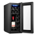 【Sale】12 Bottle Wine Cellar Fridge w/ Glass Door, Temperature Control & Cooler
