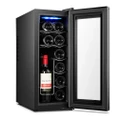 【Sale】12 Bottle Wine Cellar Fridge w/ Glass Door, Temperature Control & Cooler