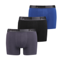 PUMA Men's 3 Pack Cotton Stretch Boxer Brief Underwear - Blue/Black/Grey