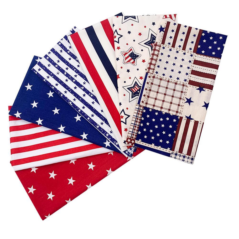 7 Pcs Patriotic Quilting Fabrics Precut Cotton Pre-cut Independence Cotton Fabric American Flag Canvas Fabric