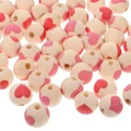 Decorate Bridal Wood Bead Decorative Beads Heart Decor Valentine' Day Wood Beads DIY Wooden Bead Accessories 50 Pcs