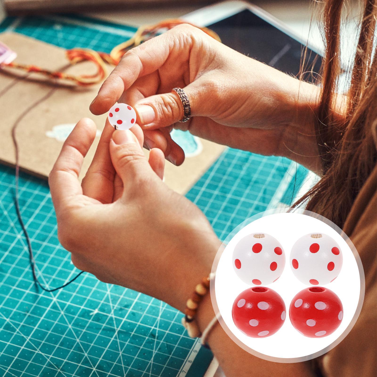 50 Pcs Valentines Beads Jewelry Making Farmhouse Wooden Beads Wooden Beads Dots Red Loose Beads DIY Bracelet Beads