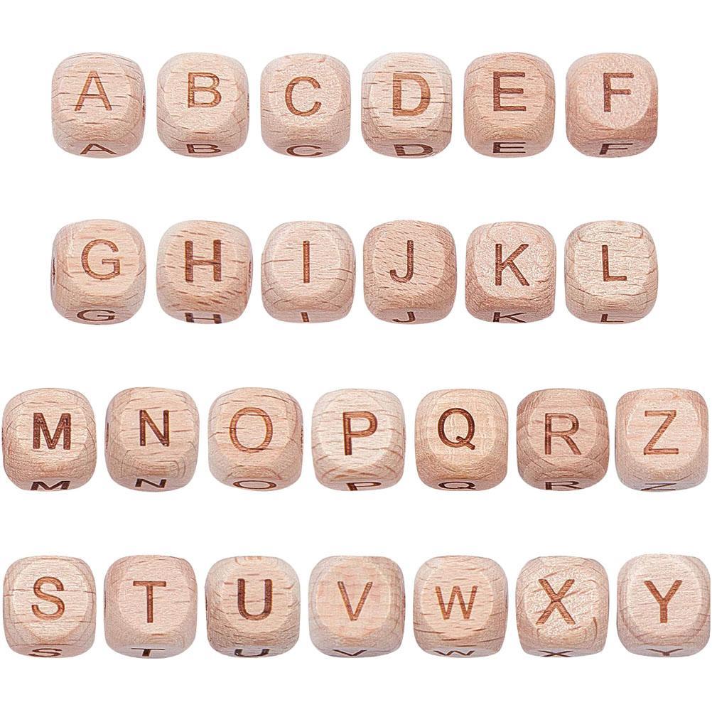 26 Pcs Craft Alphabet Beads Abc Wood Initial Letter Decorate DIY Bracelet