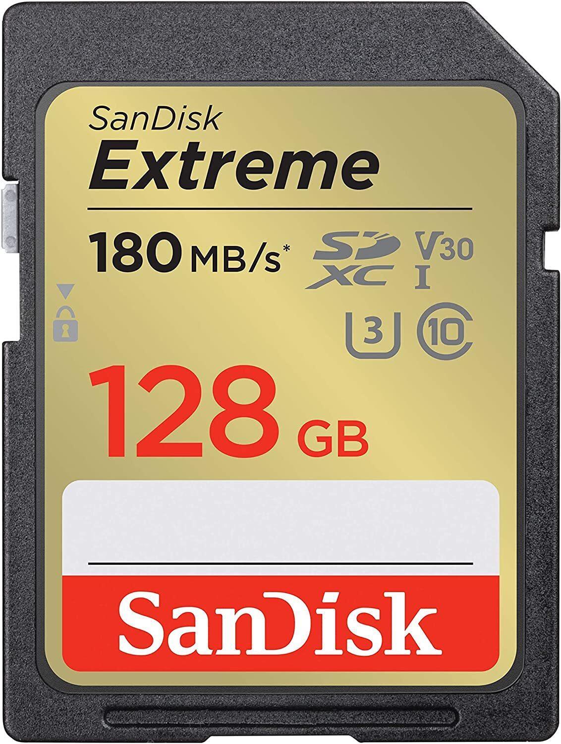 Sandisk Extreme SD Card 128GB Memory Card DSLR 4K UHD Video Camera SDSDXVA-128G
