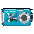 AGFAPHOTO 24MP Waterproof Compact Zoom Digital Camera with Dual LCD and Full HD Video Recording, Realishot WP8000 BLUE