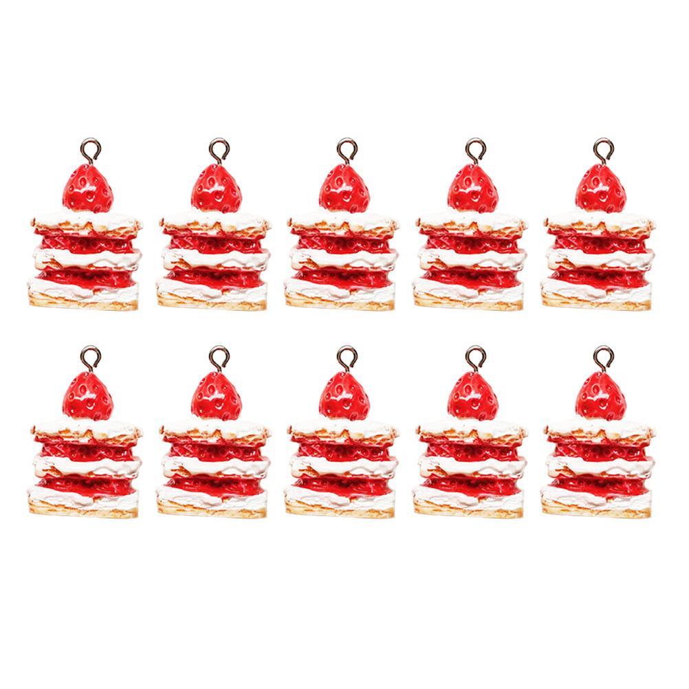 Cake Charm Jewelry Creative Strawberry Pendants DIY Decors Cakes Supplies