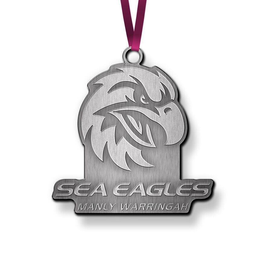NRL Christmas Metal Ornament - Manly Sea Eagles - Approx. 70 x 50mm
