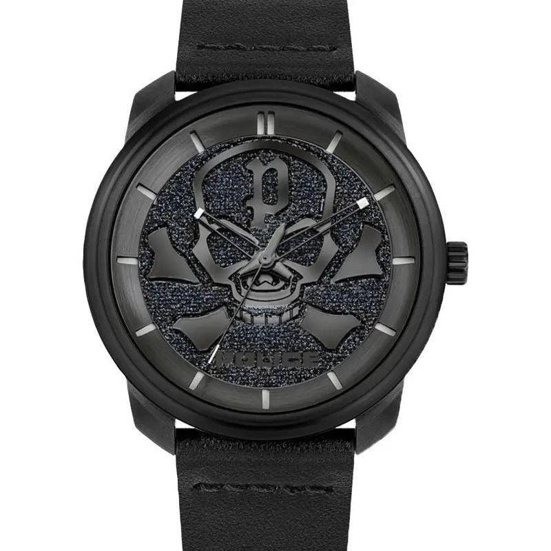 Sophisticated Replacement Watch Strap: Black Leather Strap for Men's Police PL.BLED1.SET.20 Quartz Wristwatch
