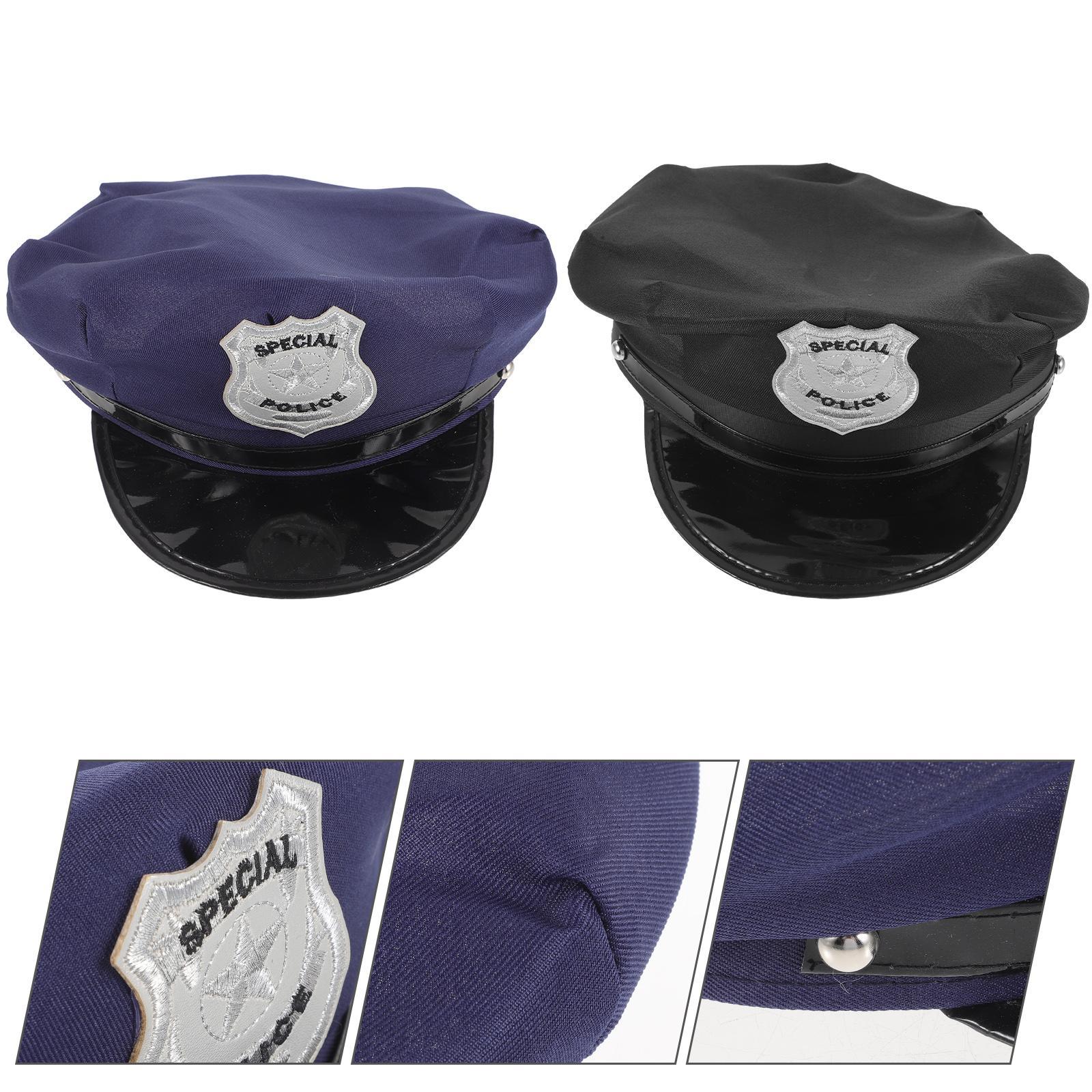2pcs Cop Hat Adult Police Hat Party Favor Police Officer Costume Accessory