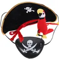 1 Set Halloween Pirate Cosplay Costume Funny Pirate Hat Eye Mask Parrot Ornament