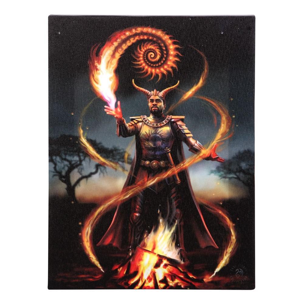 Anne Stokes Fire Elemental Wizard Canvas Plaque (Multicoloured) (25cm x 19cm)
