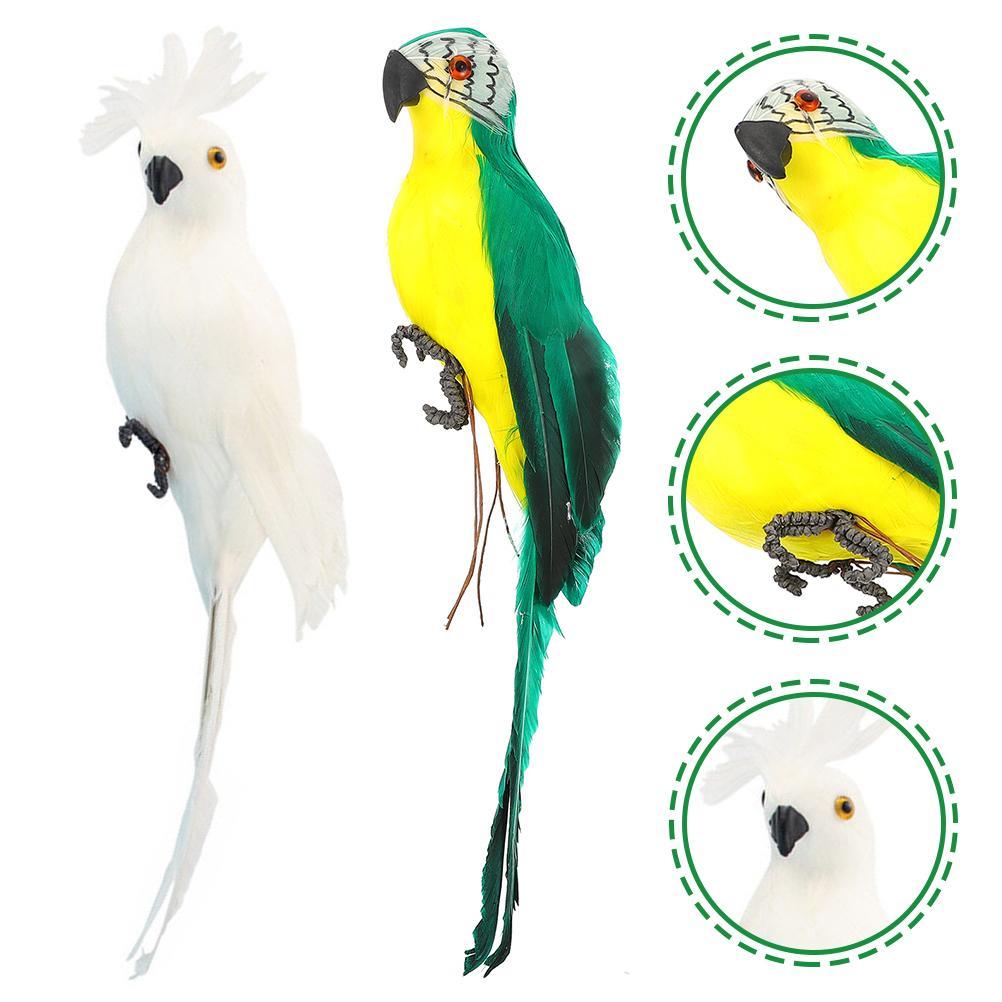 2 Pcs Simulation Parrot Mini Figurine Wedding Decorations Ceremony Birds Realistic Shoulder Lifelike Xmas Tree