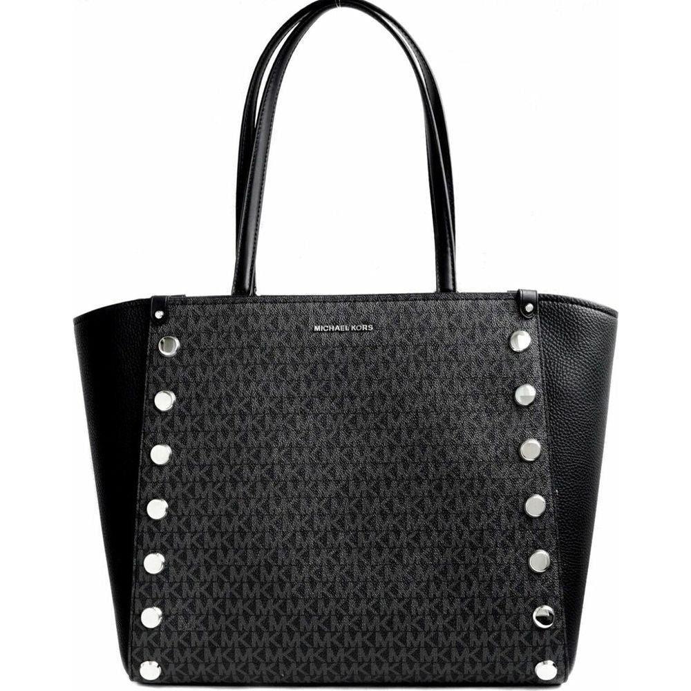 Michael Kors Holly Black Leather Women's Handbag - Model MK-HB-001, 35 x 30 x 17 cm