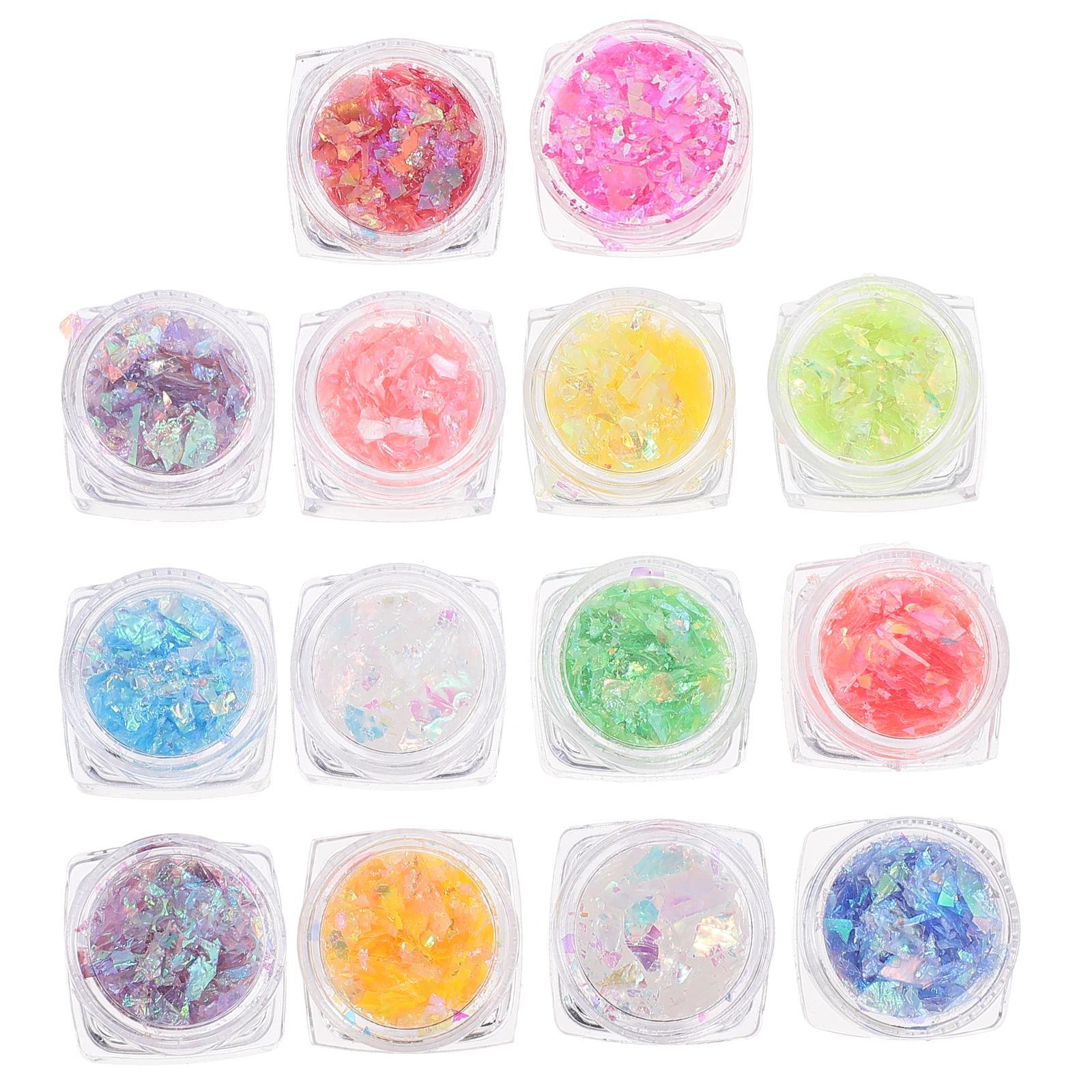 14 Boxes Nail Art Sequins Stickers Stencils Embellishments Make