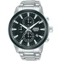 Lorus Men's Stainless Steel Chronograph Watch RM325HX9 - Black