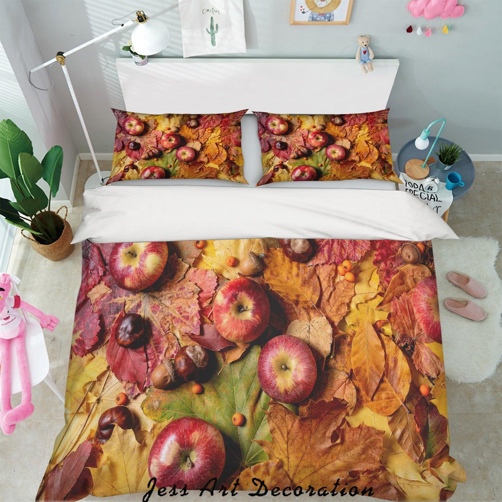 3D Autumn Apples Defoliation Quilt Cover Set Bedding Set Pillowcases 61