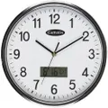 Carven Wall Clock Lcd Date 285Mm Silver Frame