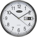Carven Wall Clock With Date 285Mm Silver Frame