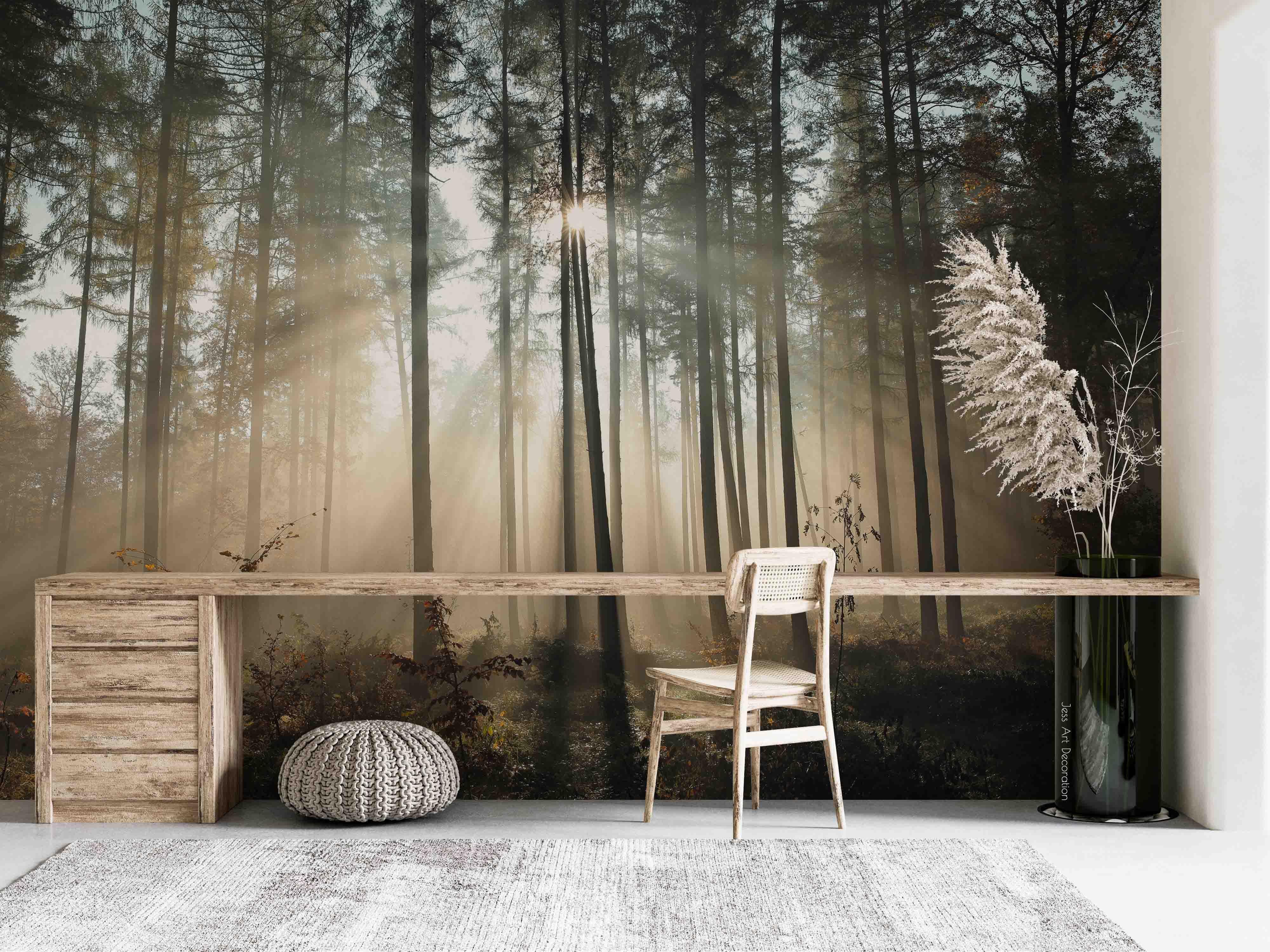 3D Woods Meadow Sun Sunbeam Wall Mural Wallpaper GD 2731
