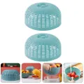 2 Pcs Light Blue Plastic Plates Outdoor Camping Tent Vegetable Cover Canopy Mesh Food Covers Outdoors Bell