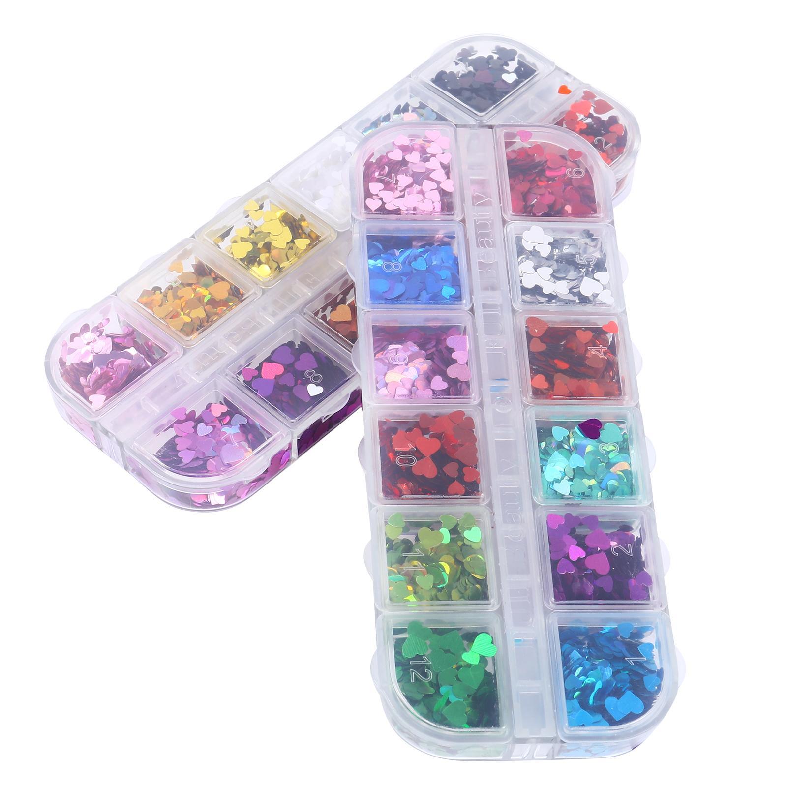 2 Boxes Symphony Manicure Love Heart Sequin Nail Sparkle Glitter Sequins Stickers