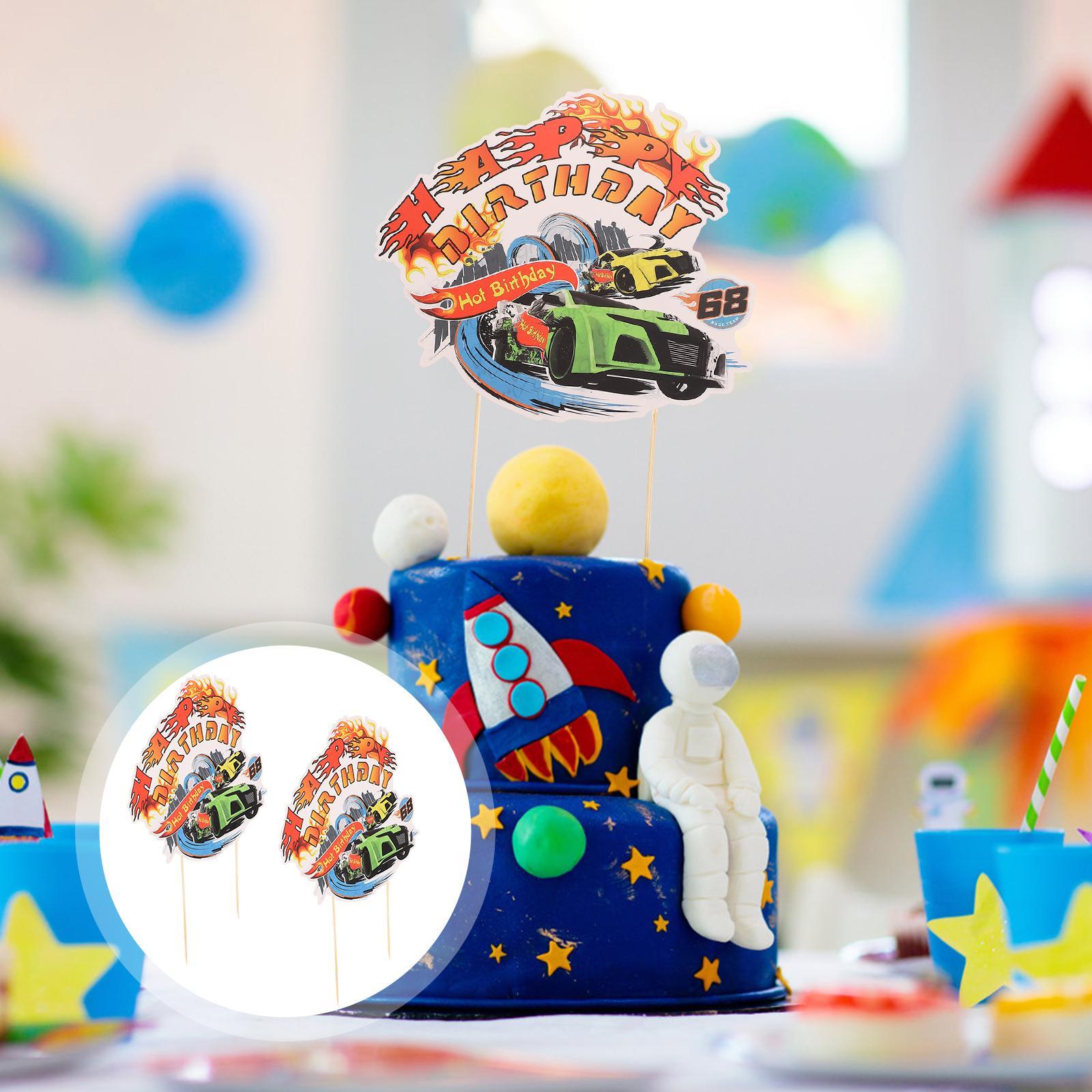 2 Pcs Balloon Decor Happy Birthday Decorations Boys Cake Toddler Racing Car Flags Decorate Child