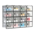 Advwin Shoe Storage Box Stackable Transparent Plastic Shoe Case (Large Size - 16 Pack)