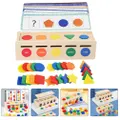 Toys Baby Educational Shape Sorting Wood Chips Desktop Disc Box Wooden