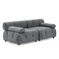 Foret 2 Seater Sofa Modular Arm Seat Tufted Velvet Lounge Couch Chaise Dark Grey