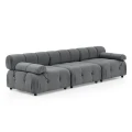 Foret 3 Seater Sofa Modular Arm Seat Tufted Velvet Lounge Couch Chaise Dark Grey