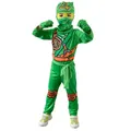 Kids Lego Ninjago Costume Boys Ninja Cosplay Outfit Party Fancy Dress - Green (Size:110)