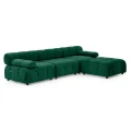 Foret 4 Seater Sofa Modular Arm Ottoman Tufted Velvet Lounge Couch Chaise Green