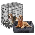 Advwin 42'' Dog Crate Pet Dog Cage+Dog Cat Pet Calming Bed XL