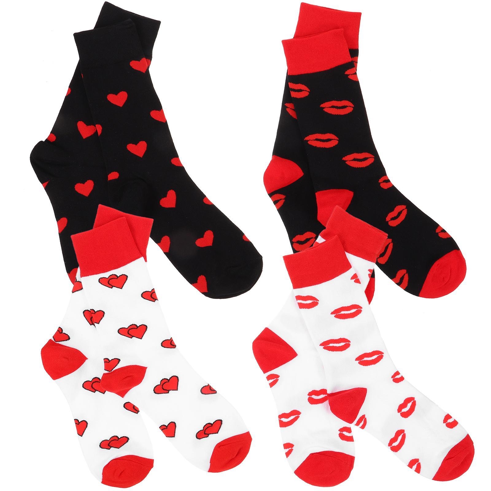 4 Pairs Unisex Gifts Holiday Accessories Valentines Plushie Warm Socks Men Women