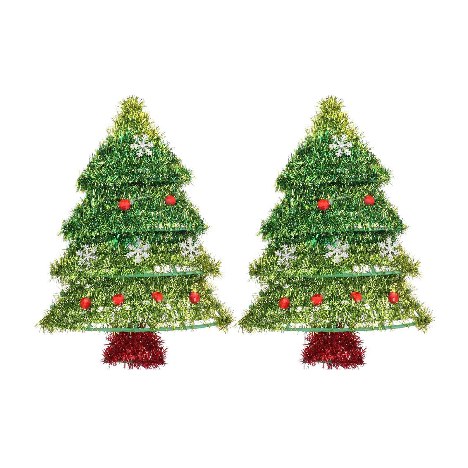 2 Pcs Christmas Flower Pendant Shopwindow Decorations Festive Tinsel Household Tree Hat Topper Greenery