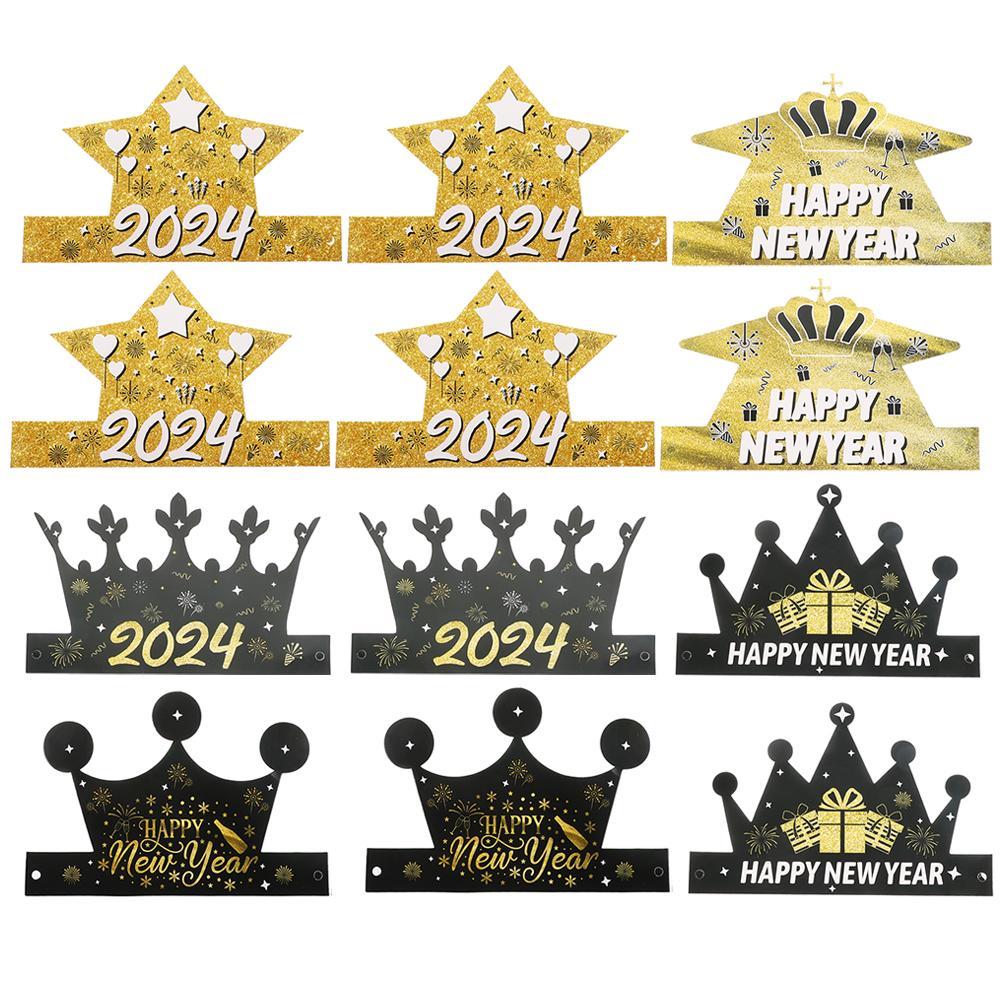 12 Pcs New Year Eve Party Crown Birthday Decoration Girl Black Aldult Child