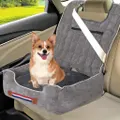 Dog Car Seat Pet Booster Seat Dog Travel Car Carrier Bed w/ Clip-on Safety Leash