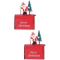 2 Pcs Xmas Tree Ornament Christmas Mailbox Crafts Simulated Metal Decorations Creative Pendant Santa Festival Elder Child
