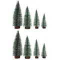8 Pcs Pine Wood Desktop Xmas Tree Decoration Ornaments Mini Christmas Trees