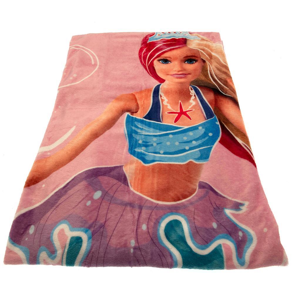 Barbie Premium Coral Fleece Blanket (Baby Pink/Blue/White) (One Size)