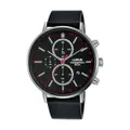 Lorus Men's Dress Chronograph Watch Mod. DRESS-10ATM - Black Leather Strap Replacement for Gent's Stainless Steel Case Watch