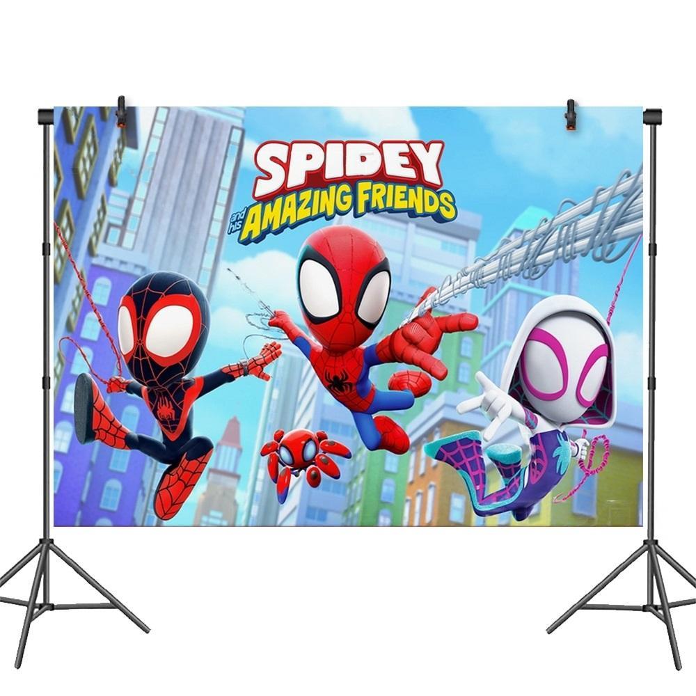 Spidey and Friends Spiderman Backdrop Birthday Party Supplies Background Photo Banner Decorations