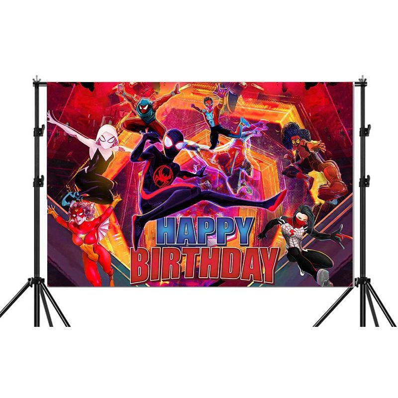 Mile Morales Spiderman Across the Spiderverse Backdrop Birthday Party Supplies Background Photo Banner Decorations