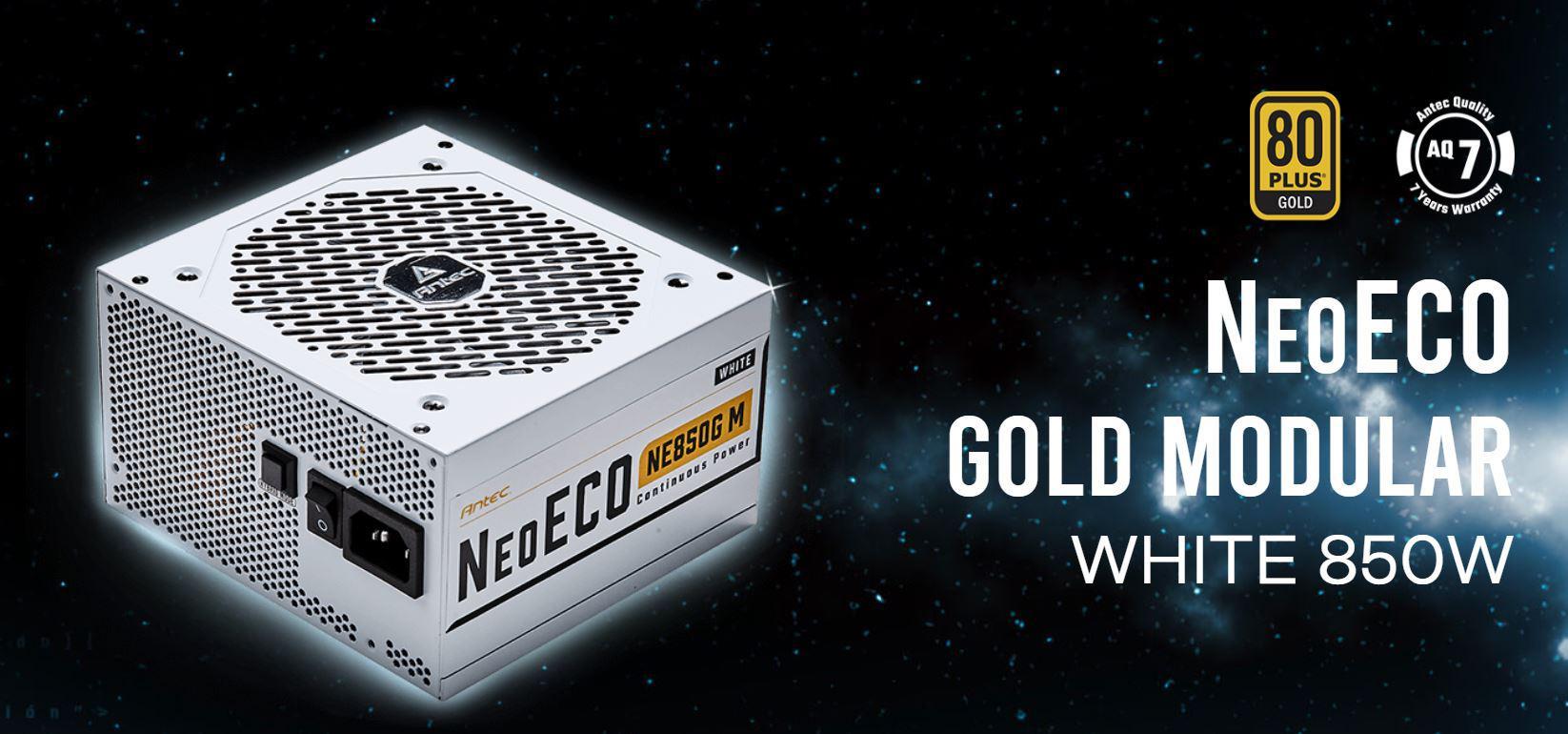 ANTEC NE 850w 80+ Gold, Fully-Modular, LLC DC, White 1x EPS 8PIN, 120mm Silent Fan, Japanese Caps, ATX Power Supply, PSU, 7 Years