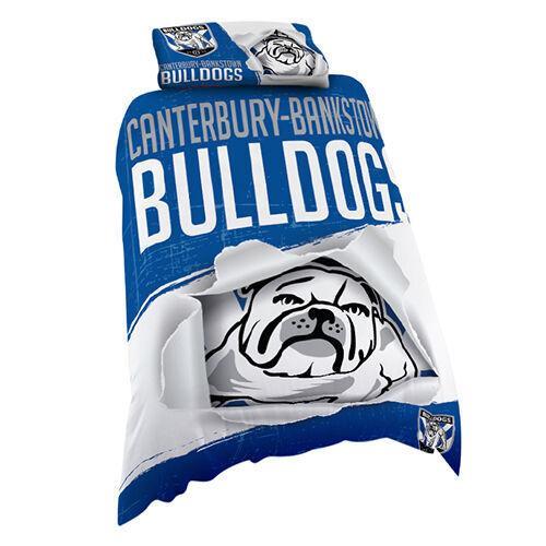 Canterbury Bulldogs NRL Pillow Quilt Cover Set: Single, Double, Queen & King Bed [Single]