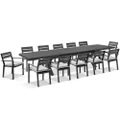 Austin Outdoor 3M - 3.8M Extension Aluminium Table With 12 Santorini Dining Chairs - Outdoor Aluminium Dining Settings