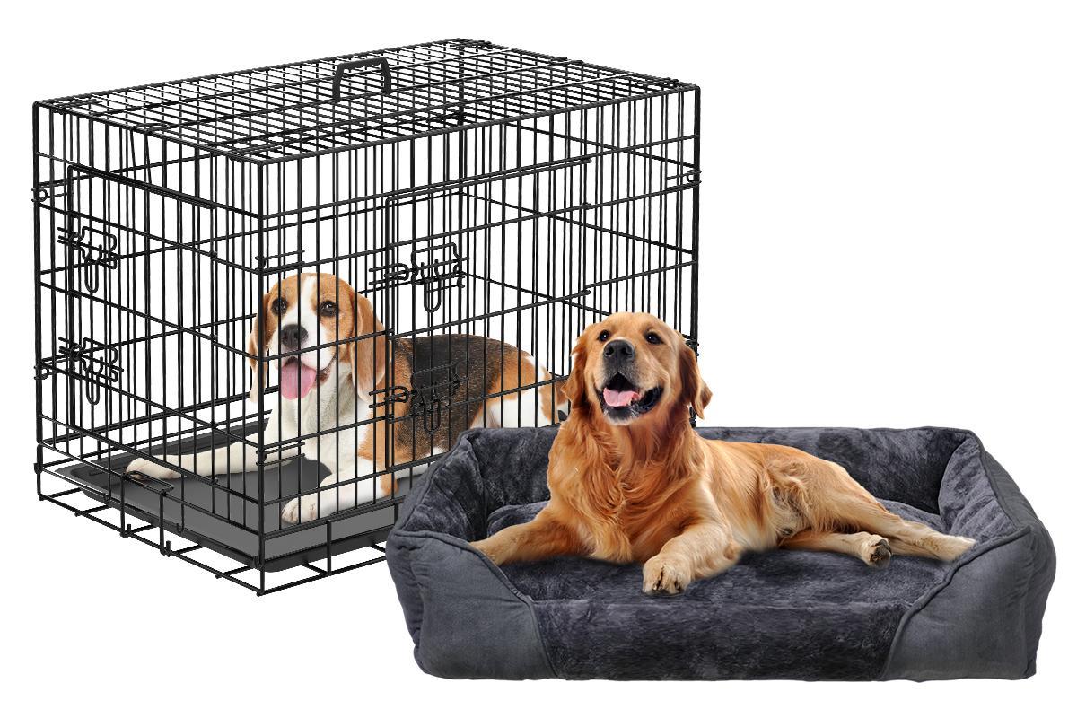 Advwin 42'' Dog Crate Pet Dog Cage+Dog Cat Pet Calming Bed XXL