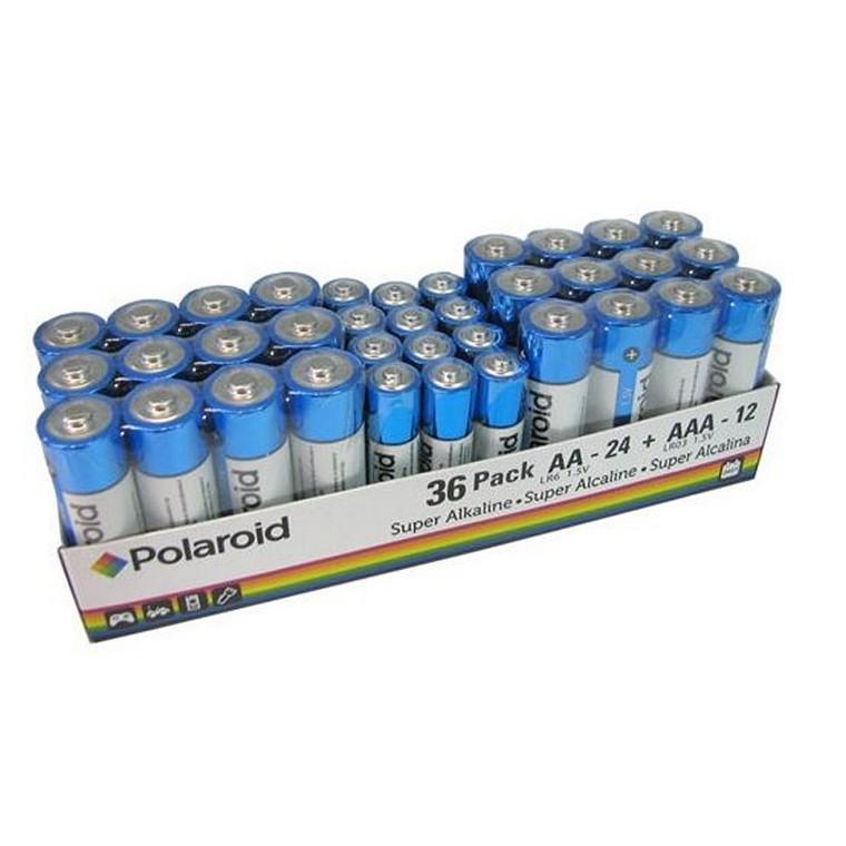 Polaroid Mega 36pk Alkaline Batteries, 24xAA & 12xAAA